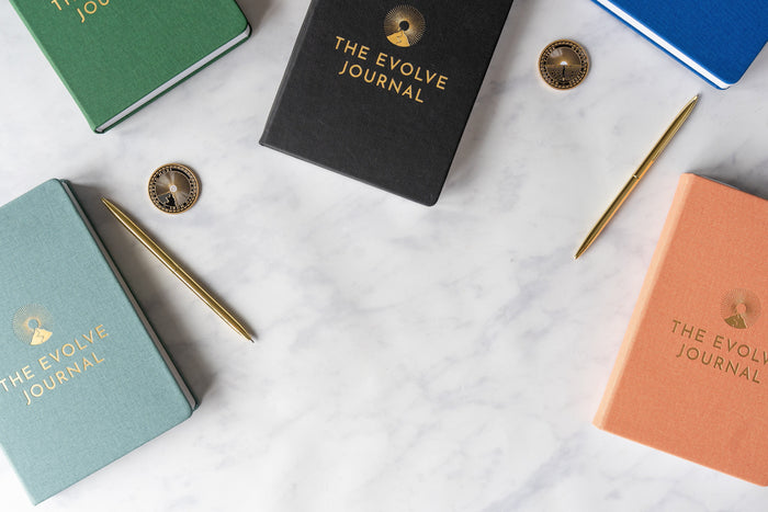 Collection of Evolve Journals in different colours