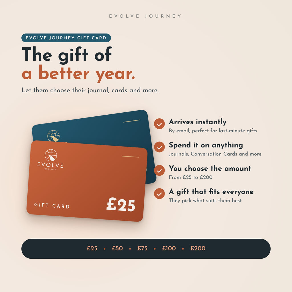 Evolve Journey gift card: arrives instantly by email, spend on journals, Conversation Cards and more, £25 to £200
